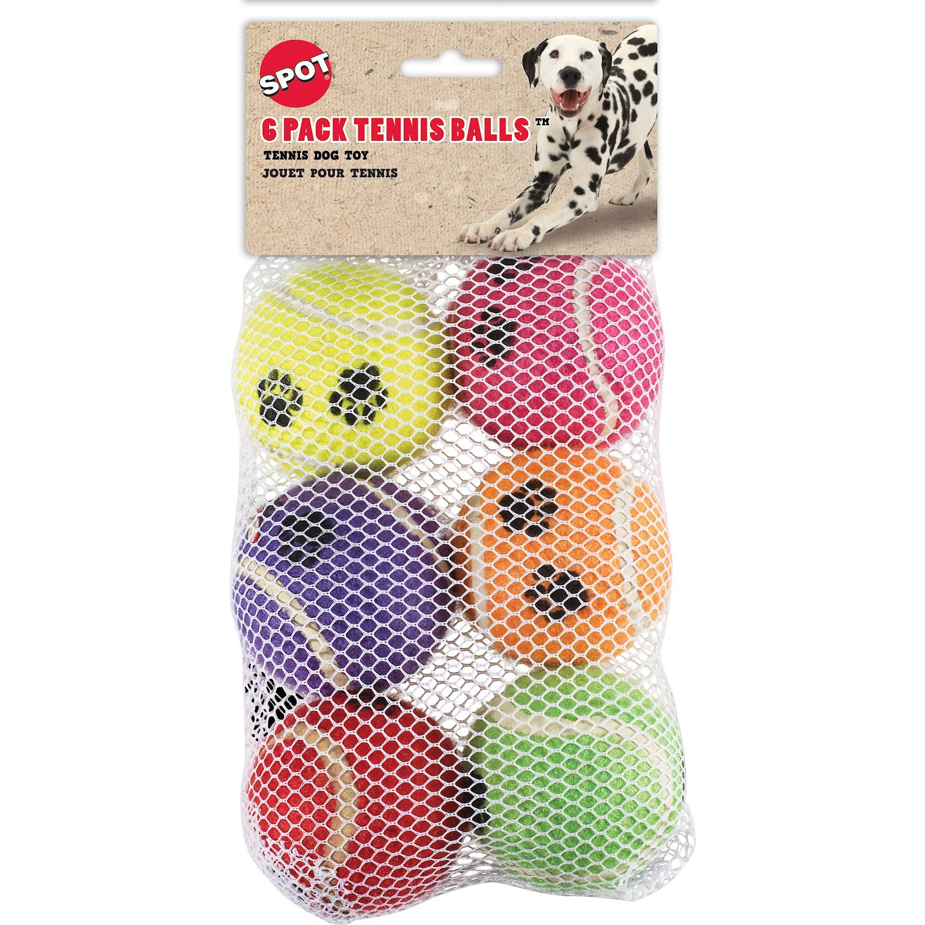 Ethical Pet Tennis Ball Squeaky Plush Dog Toy, 6 count
