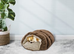 Ethical Pet Sleep Zone Cuddle Cave Covered Cat & Dog Bed, Chocolate, 22-in