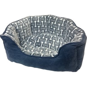 Ethical Pet Sleep Zone Bones Scallop Bolster Dog Bed, Gunmetal, 24-in