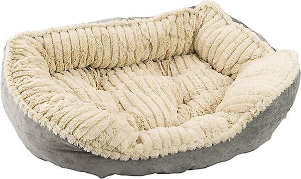 Ethical Pet Sleep Zone Carved Plush Bolster Cat & Dog Bed, Gray, 26-in slide 1 of 2