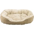 Ethical Pet Sleep Zone Carved Plush Bolster Cat & Dog Bed, Tan, 32-in