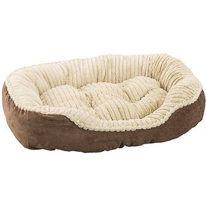 Ethical Pet Sleep Zone Carved Plush Bolster Cat & Dog Bed, Chocolate, 32-in