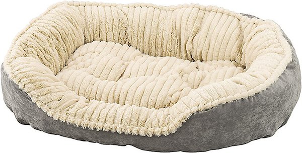 Ethical Pet Sleep Zone Carved Plush Bolster Cat & Dog Bed, Gray, 32-in slide 1 of 2