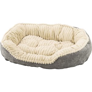 Ethical Pet Sleep Zone Carved Plush Bolster Cat & Dog Bed, Gray, 32-in