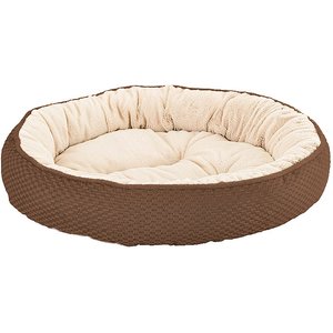 Ethical Pet Sleep Zone Checkerboard Napper Bolster Dog Bed, Chocolate, 20-in