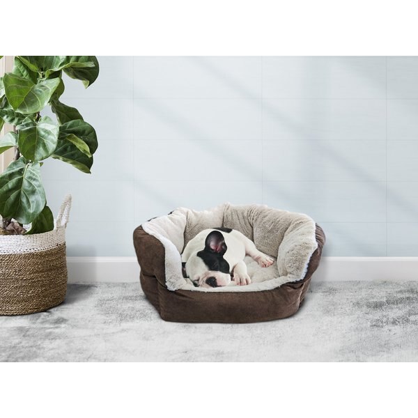AMERICAN KENNEL CLUB AKC Burlap Bolster Cat & Dog Bed, Brown