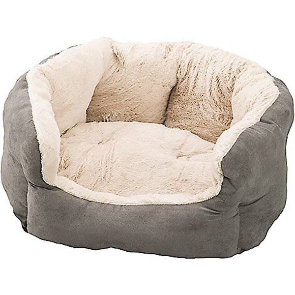 ASPEN PET SelfWarming Bolster Cat & Dog Bed, Warm Spice/Cream, 19in