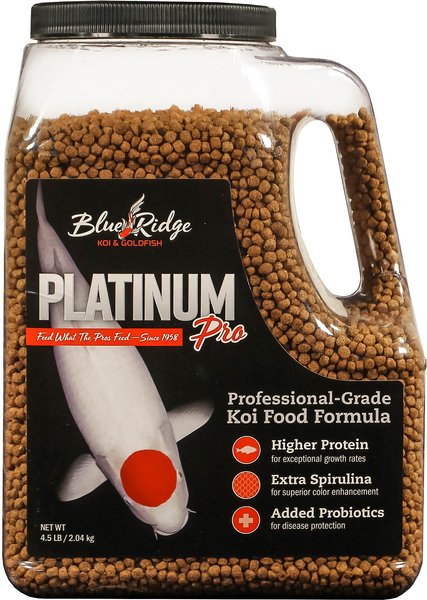 Blue Ridge Koi & Goldfish Platinum Pro Formula Koi & Goldfish Food, 4.5-lb bottle slide 1 of 2