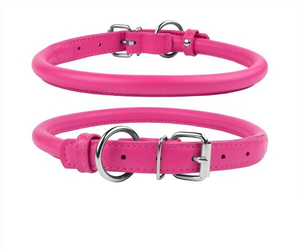 CollarDirect Rolled Leather Dog Collar, Pink, XX-Small: 6 to 6-in neck, 3/8-in wide slide 1 of 4
