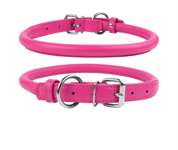 CollarDirect Rolled Leather Dog Collar, Pink, Large: 14 to 16-in neck, 1/2-in wide slide 1 of 3