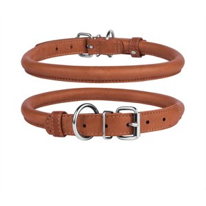 CollarDirect Rolled Leather Dog Collar, Brown, Medium: 12 to 14-in neck, 1/2-in wide