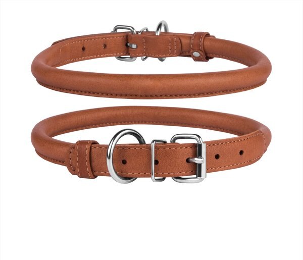 CollarDirect Rolled Leather Dog Collar, Brown, Large: 14 to 16-in neck, 1/2-in wide slide 1 of 3