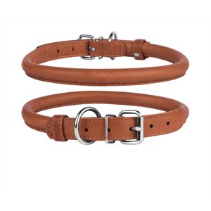 CollarDirect Rolled Leather Dog Collar, Brown, XX-Large: 19 to 21-in neck, 9/16-in wide