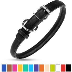 CollarDirect Rolled Leather Dog Collar, Black, XX-Small: 6 to 6-in neck, 3/8-in wide
