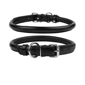 CollarDirect Rolled Leather Dog Collar, Black, X-Large: 16 to 18-in neck, 9/16-in wide