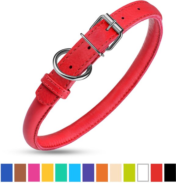CollarDirect Rolled Leather Dog Collar, Red, XX-Small: 6 to 6-in neck, 3/8-in wide slide 1 of 3