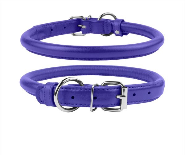 CollarDirect Rolled Leather Dog Collar, Purple, Small: 9 to 11-in neck, 3/8-in wide slide 1 of 3