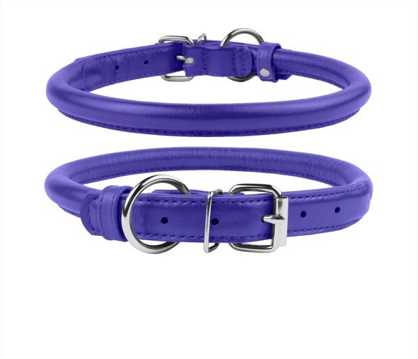 CollarDirect Rolled Leather Dog Collar, Purple, Medium: 12 to 14-in neck, 1/2-in wide slide 1 of 3