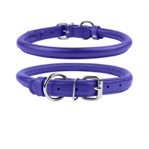 CollarDirect Rolled Leather Dog Collar, Purple, Medium: 12 to 14-in neck, 1/2-in wide