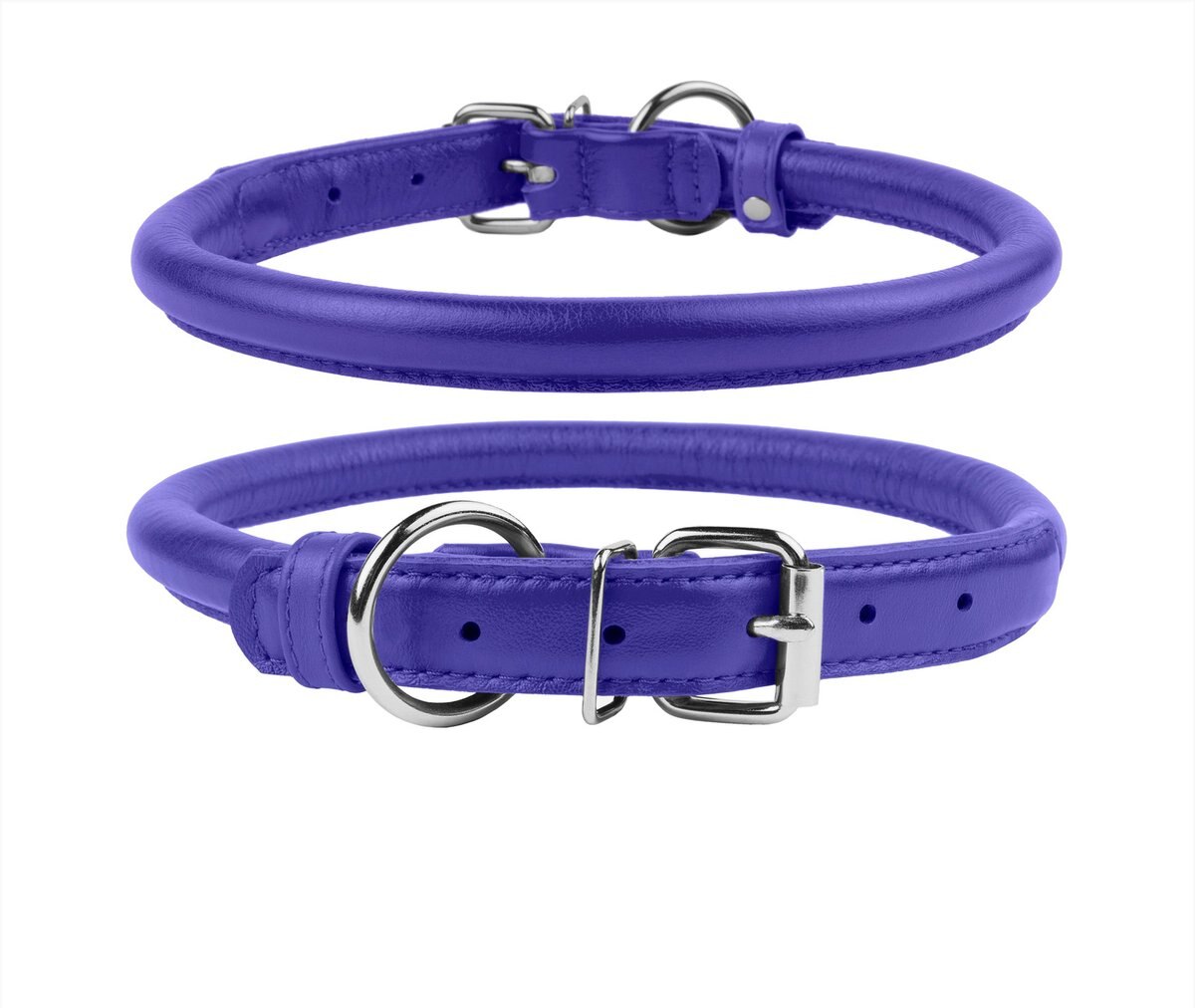 COLLARDIRECT Rolled Leather Dog Collar Purple XX Large 19 to 21