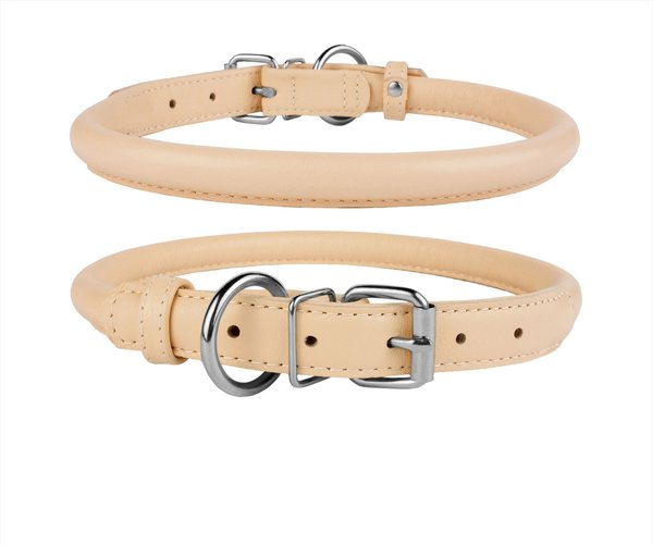 CollarDirect Rolled Leather Dog Collar, Beige, Medium: 12 to 14-in neck, 1/2-in wide slide 1 of 3