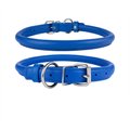 CollarDirect Rolled Leather Dog Collar, Navy Blue, Small: 9 to 11-in neck, 3/8-in wide