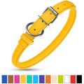 CollarDirect Rolled Leather Dog Collar, Yellow, X-Small: 7 to 8-in neck, 3/8-in wide