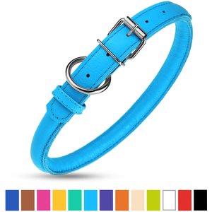 CollarDirect Rolled Leather Dog Collar, Blue, XX-Small: 6 to 6-in neck, 3/8-in wide
