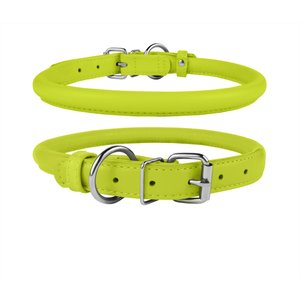 CollarDirect Rolled Leather Dog Collar, Lime Green, Medium: 12 to 14-in neck, 1/2-in wide