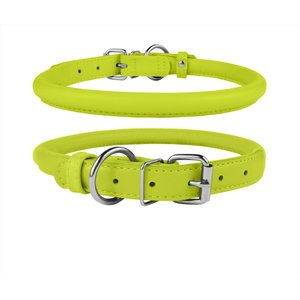 CollarDirect Rolled Leather Dog Collar, Lime Green, Large: 14 to 16-in neck, 1/2-in wide