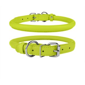 CollarDirect Rolled Leather Dog Collar, Lime Green, X-Large: 16 to 18-in neck, 9/16-in wide