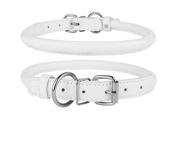 CollarDirect Rolled Leather Dog Collar, White, Small: 9 to 11-in neck, 3/8-in wide slide 1 of 3