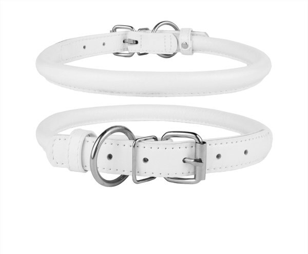 CollarDirect Rolled Leather Dog Collar, White, Medium: 12 to 14-in neck, 1/2-in wide slide 1 of 4