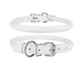 CollarDirect Rolled Leather Dog Collar, White, Medium: 12 to 14-in neck, 1/2-in wide