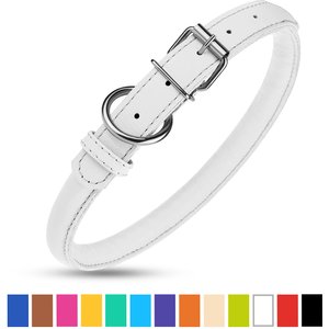 CollarDirect Rolled Leather Dog Collar, White, XX-Large: 19 to 21-in neck, 9/16-in wide