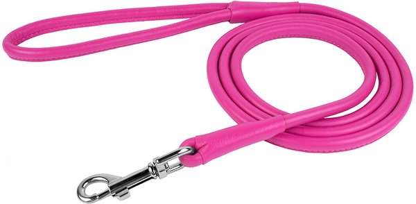 CollarDirect Rolled Leather Dog Leash, Pink, Small: 6-ft long, 1/4-in wide slide 1 of 3