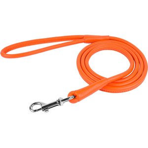 CollarDirect Rolled Leather Dog Leash, Orange, Small: 6-ft long, 1/4-in wide