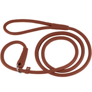 CollarDirect Rolled Leather Dog Slip Lead, Brown, Large: 6-ft long, 3/8-in wide