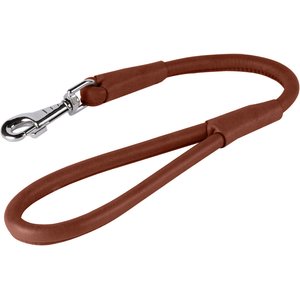 CollarDirect Short Traffic Rolled Leather Dog Leash, Brown, Large: 1.75-ft long, 1/2-in wide
