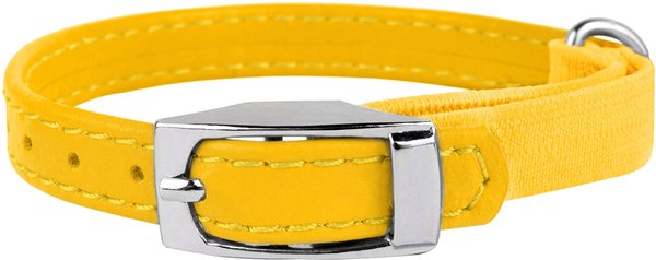 CollarDirect Leather Cat Collar with Bell, Yellow, Small: 6 to 7-in neck, 3/8-in wide slide 1 of 3