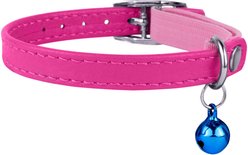 CollarDirect Leather Cat Collar with Bell, Pink, Small: 6 to 7-in neck, 3/8-in wide slide 2 of 3
