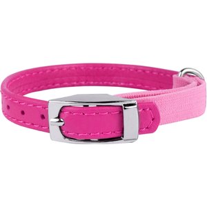 CollarDirect Leather Cat Collar with Bell, Pink, Medium: 9 to 11-in neck, 3/8-in wide