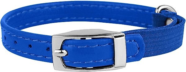 CollarDirect Leather Cat Collar with Bell, Navy Blue, Small: 6 to 7-in neck, 3/8-in wide slide 1 of 2