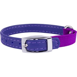 CollarDirect Leather Cat Collar with Bell, Purple, Small: 6 to 7-in neck, 3/8-in wide