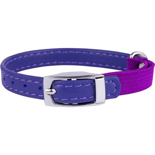COLLARDIRECT Leather Cat Collar with Bell, Purple, Medium 9 to 11in