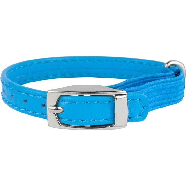 COLLARDIRECT Leather Cat Collar with Bell, Blue, Small 6 to 7in neck