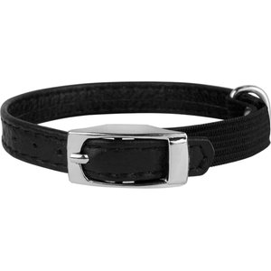 CollarDirect Leather Cat Collar with Bell, Black, Small: 6 to 7-in neck, 3/8-in wide
