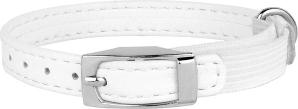 CollarDirect Leather Cat Collar with Bell, White, Medium: 9 to 11-in neck, 3/8-in wide slide 1 of 2