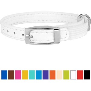 CollarDirect Leather Cat Collar with Bell, White, Medium: 9 to 11-in neck, 3/8-in wide