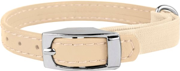 COLLARDIRECT Leather Cat Collar with Bell, Beige, Small: 6 to 7-in neck ...